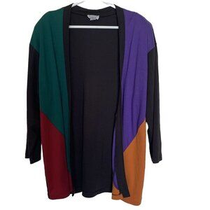 Vintage Fashion Formulas Womens 2X Cardigan Sweater Color Block Oversize
